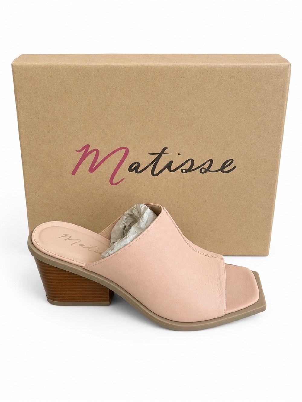 Matisse Lillie Anthropologie Blush Pink Open-Toe Slide Mule  Wedge Heel NIB